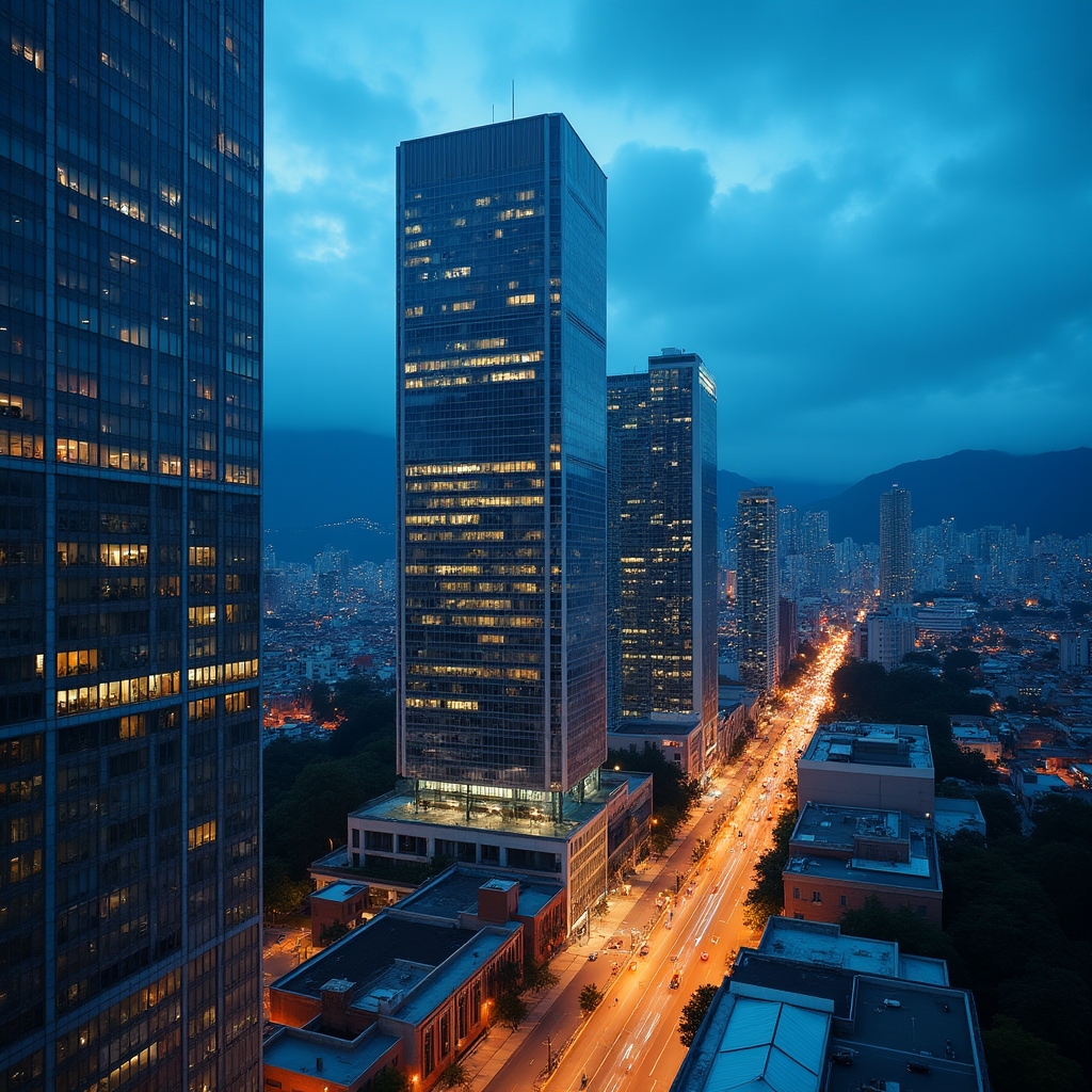 Bogotá financial district with modern skyscrapers and financial institutions