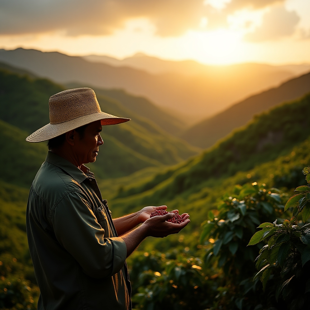 Colombian coffee growing region with plantations and rural economic activity